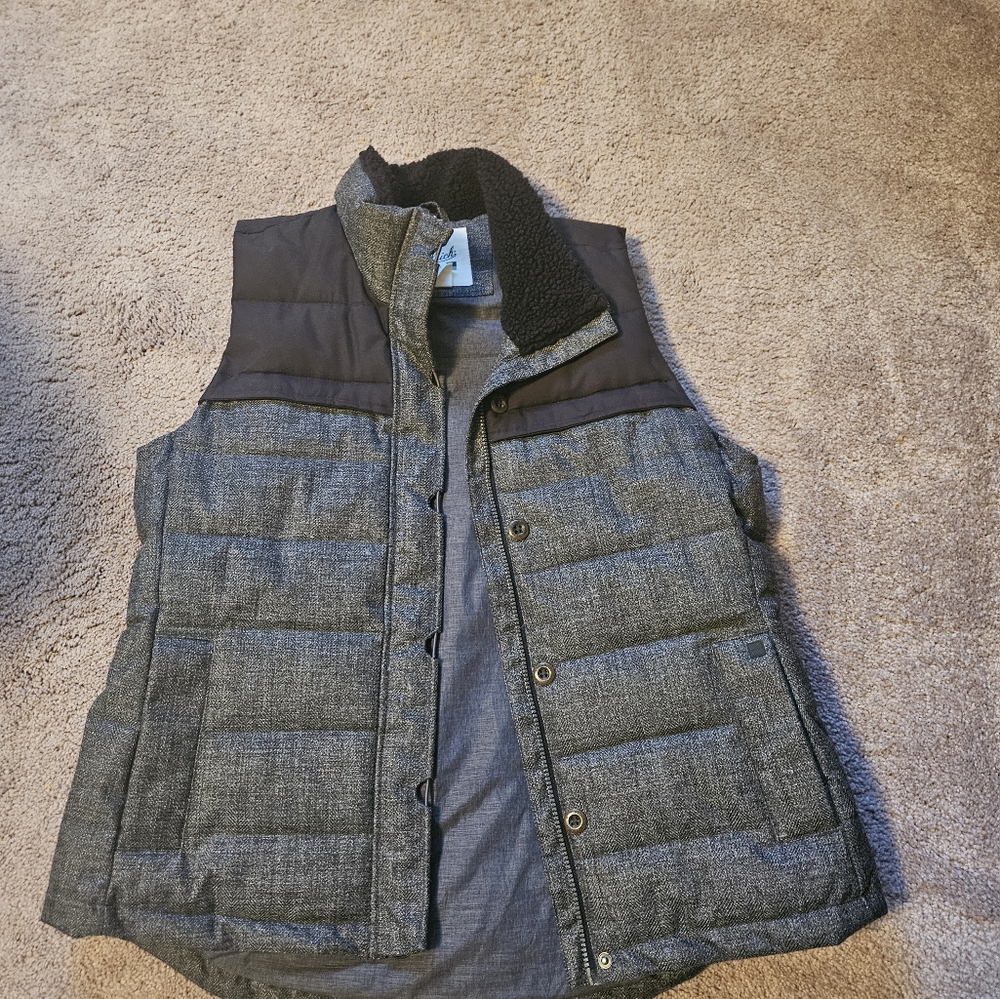Woolrich Bitter Chill black herringbone vest sz L